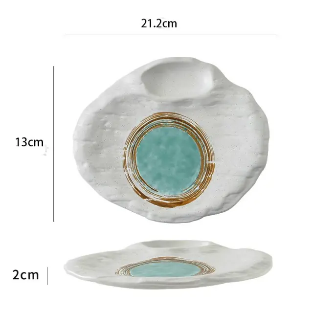 Creative Japanese style Ceramic Denier Shaped Plate Green Ink - Shop at LoveMi