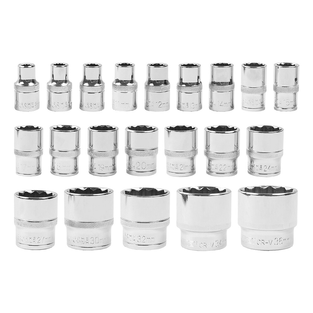 21 Pcs Multi-Tooth Set 12 Points Gear Lock Spline Socket Wrench 8-36mm