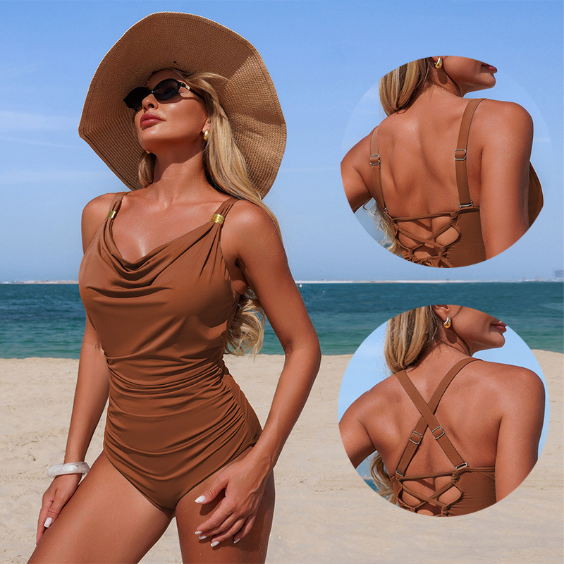 Nylon Weft Knitted One-piece Swimsuit For Women