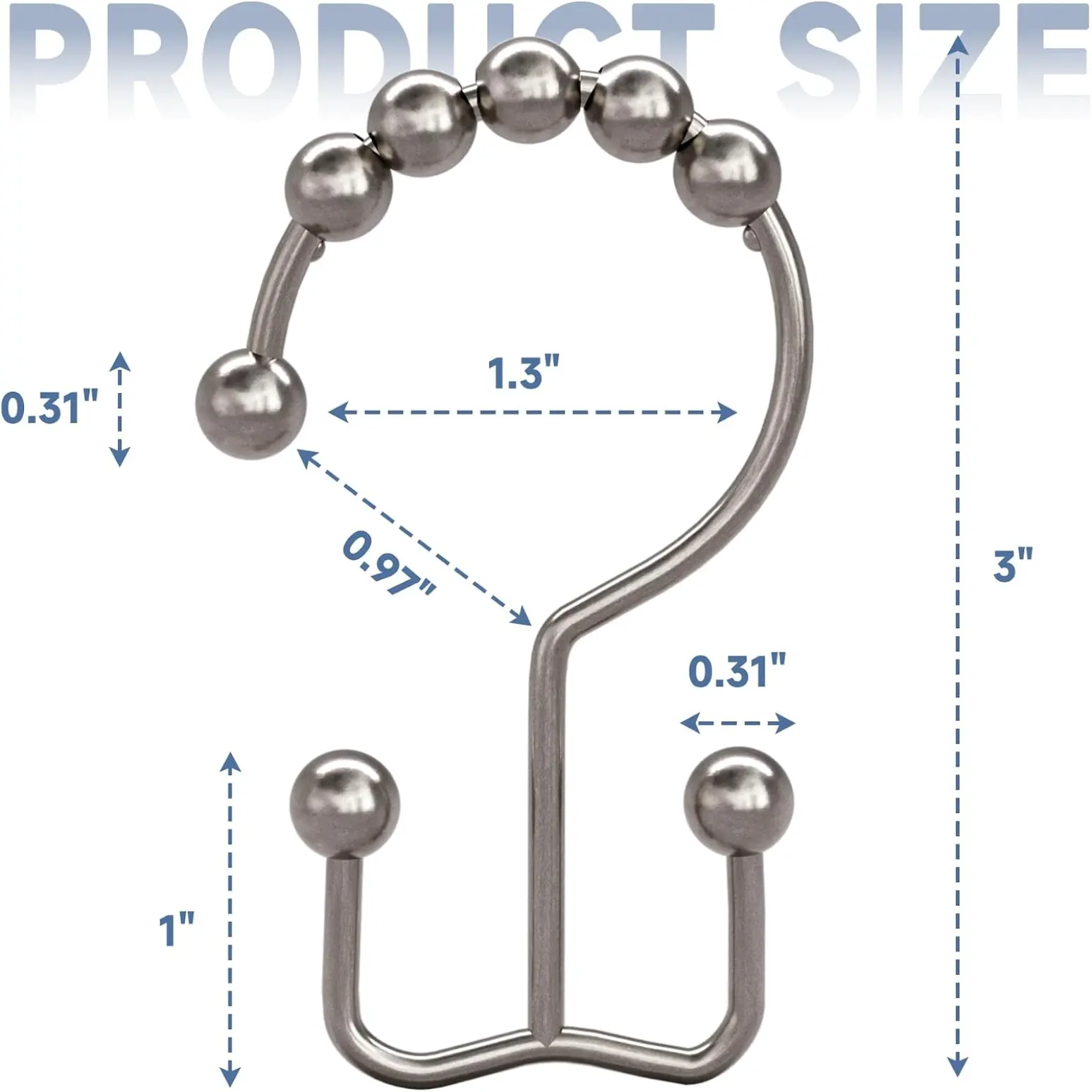 12 Pack Shower Curtain Hooks Rust Resistant