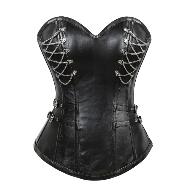 Gothic Zipper Leather Steel Court Corset Black - Shop at LoveMi