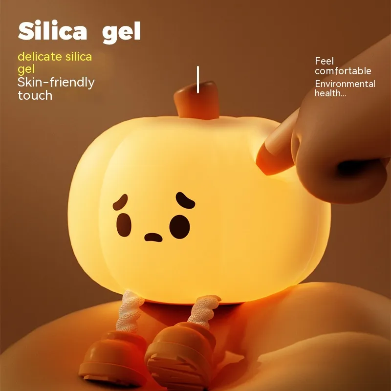 Pumpkin Lamp Small Night Lamp Halloween Silicone Pat Lamp Ambience Light – image 7