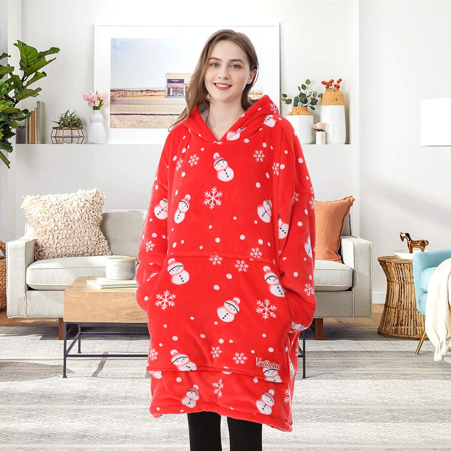 Title 2, Warm Pajama Sweater TV Slacker Hooded Blanket