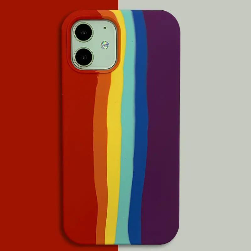 Liquid Silicone Bag Pc Rainbow Mobile Phone Case