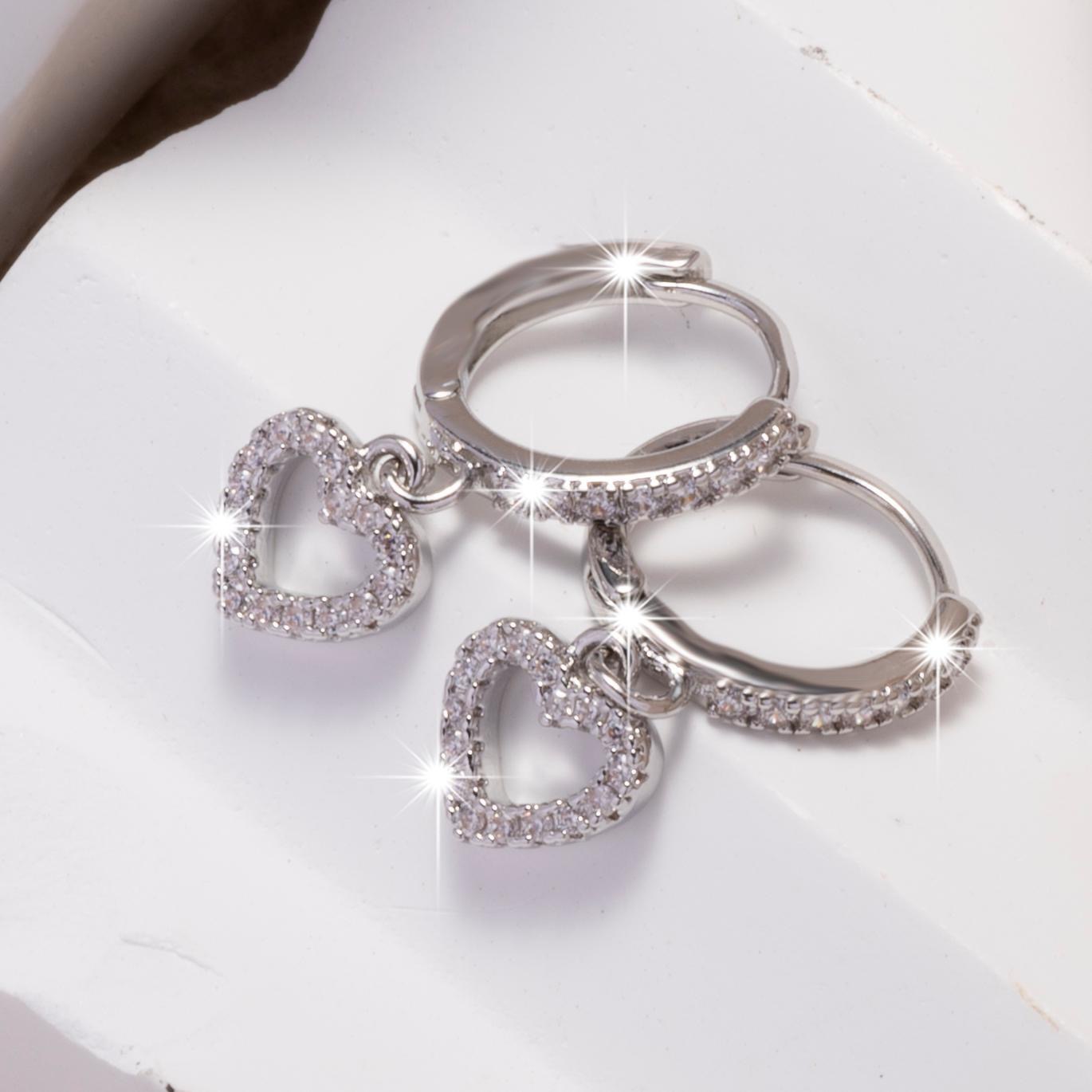 New Vintage Heart Pendant Hoop Earrings For Women 14K Gold Zircon Minimalist Sexy Jewelry
