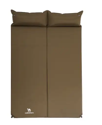 Inflatable Camping Mattress for 2-Person Outdoor Sleeping Pad — Coffee
