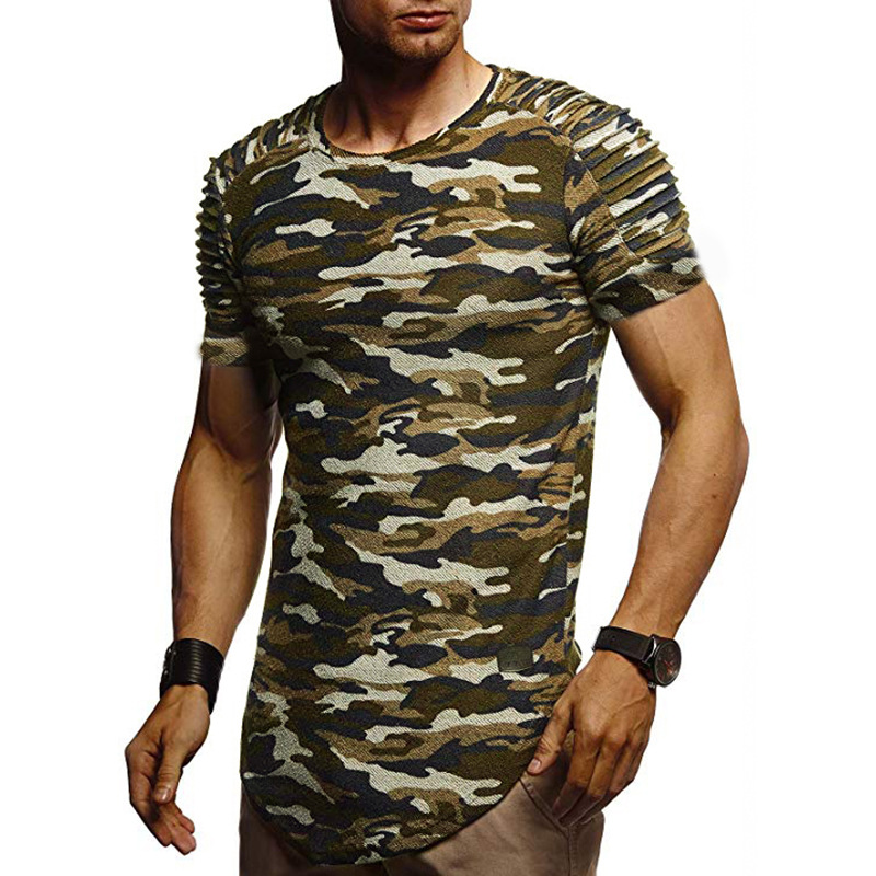 Short Sleeved T Shirt With Irregular Shoulder Folds