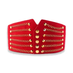 Deepeel Women Fashion Slim Corset Cummerbunds Elastic Belts - Red - View 1