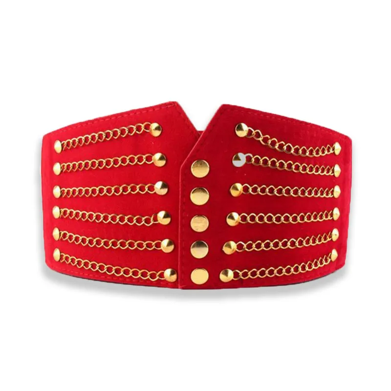 Deepeel Women Fashion Slim Corset Cummerbunds Elastic Belts - Red
