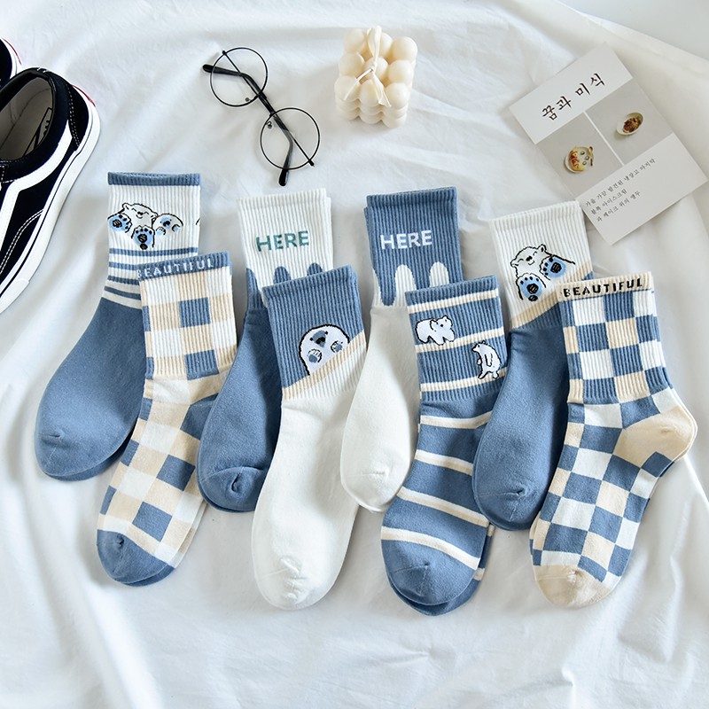 Title 5, Cute Japanese Cartoon Blue Striped Stockings fo...