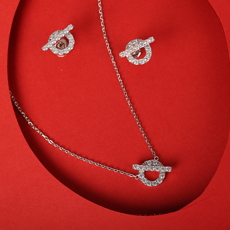 925 Silver Pig Nose Necklace Gold-plated Micro Inlaid Zircon Ladies Clavicle Chain