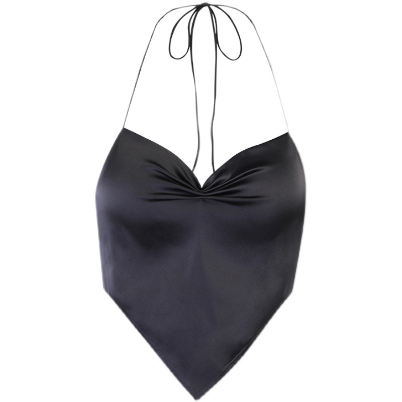 European And American V-neck Pleated Strappy Halter-neck Thin Camisole Women