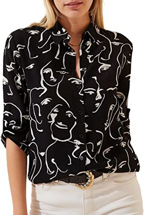 Women's Spring Summer Fashion New Long Sleeve Shirts Black - Shop at LoveMi