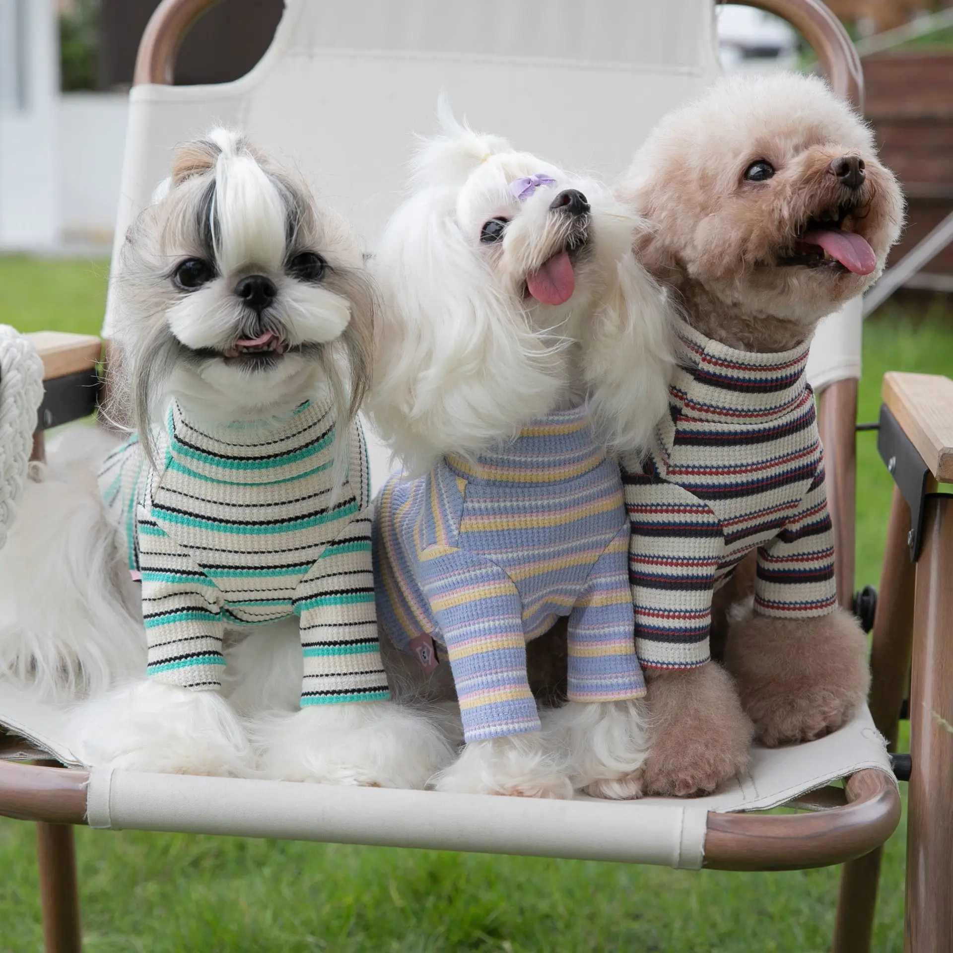 Autumn And Winter Pet Clothes Striped Waffle