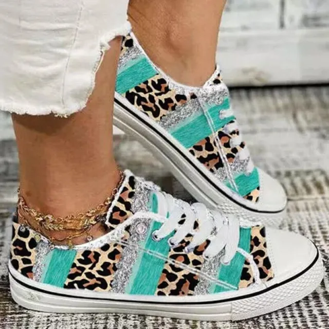 Leopard Print 3D Printed Color Matching Casual Flat Bottomed Canvas Shoes Leopard - Shop at LoveMi