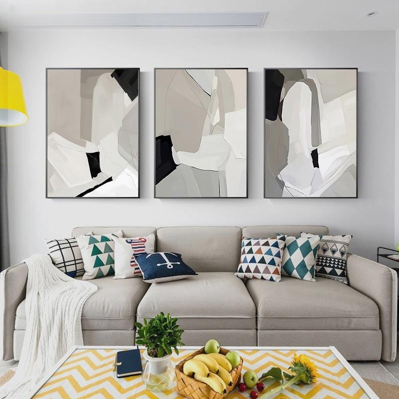 Simple Style Abstract Decorative Black White Gray Art Mural Hallway Living Room Sofa Background Wall Painting