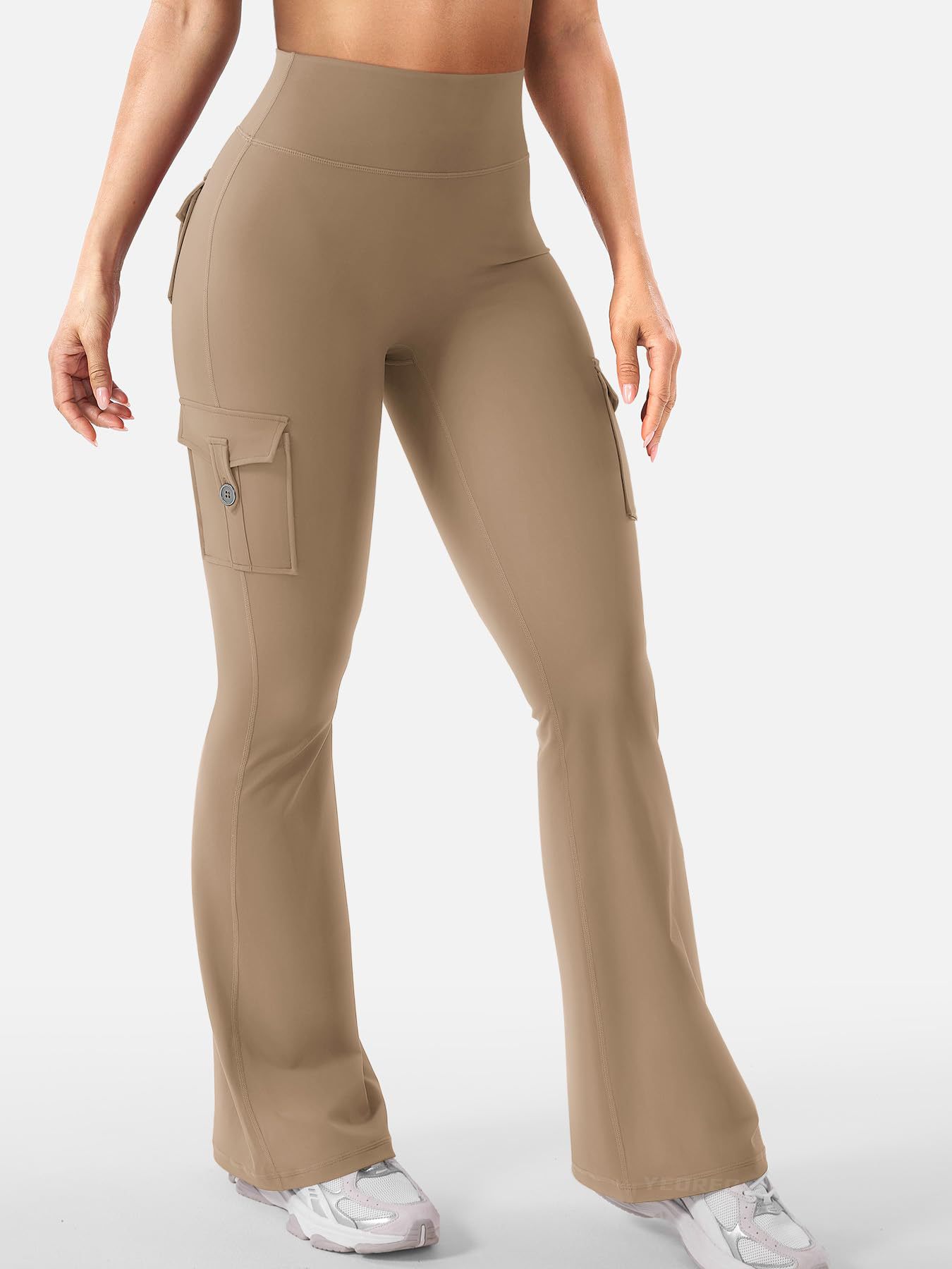 Yoga Fitness Flared Pants With Pockets Ins Fashion Slim High Waist Sports Trousers Scrunch Butt Booty Workout Lifting Leggings — image 4 of 11