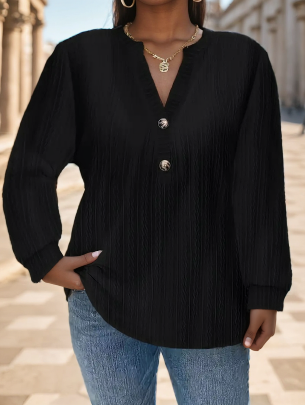 Women's Solid Color Long Sleeved Shirt