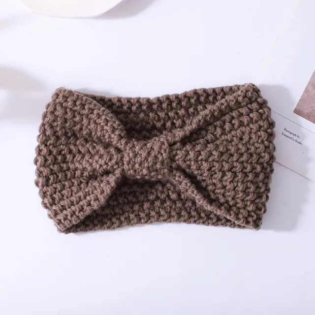 Corn Kernels Bowknot Knitted Wool Headband Movement Coffee - Shop at LoveMi