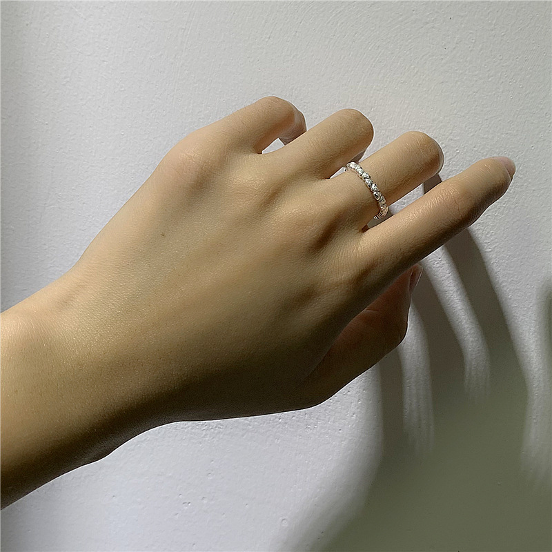 Sterling Silver Small Heart Sparkling Sand Ring