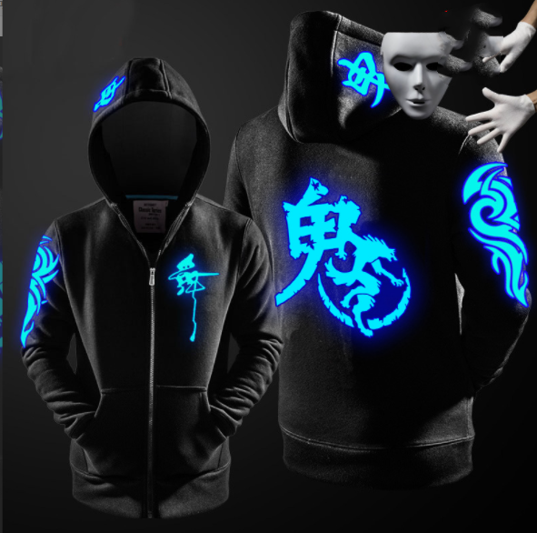 Fashion Ghost Dance Zipper Luminous Sweatshirt