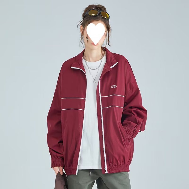 Women's Retro Lapel Windbreaker Jacket Red - Shop at LoveMi