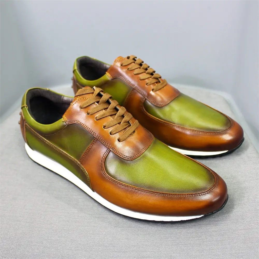 Sponge Leather Gentleman Mens Shoes With Rubber Outsole Heel