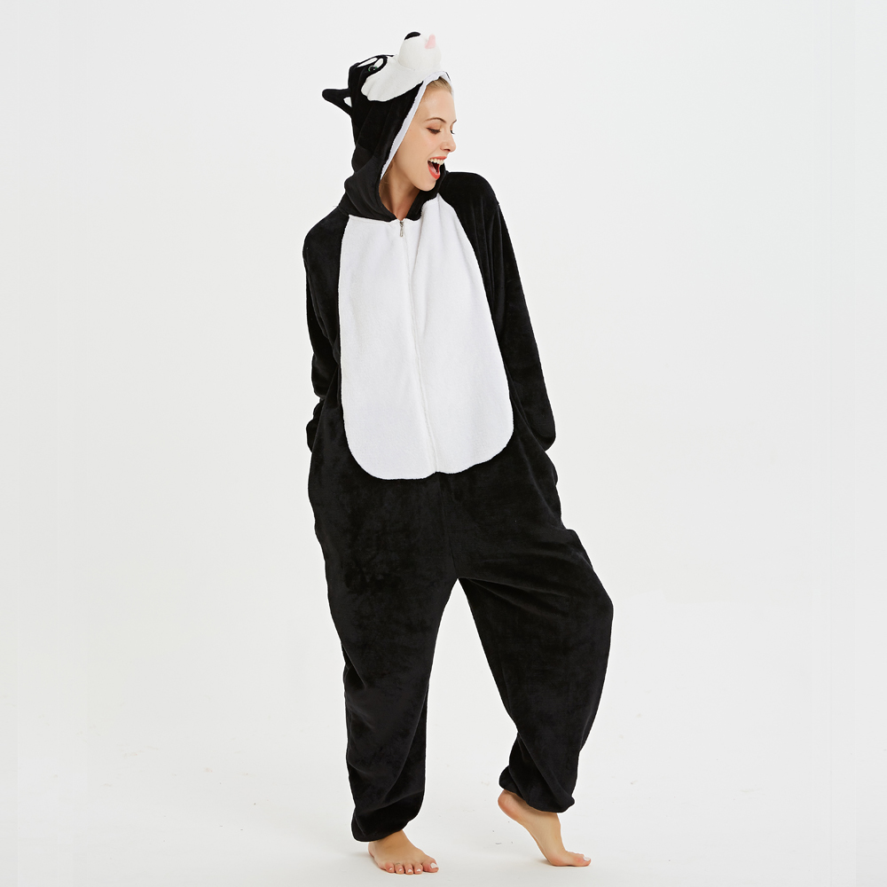 Black Husky High-end One-piece Pajamas For Men And Women
