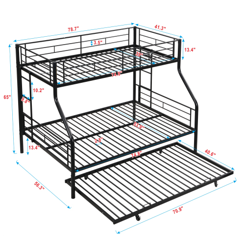 Twin Over Full With Trundle Metal Bunk Bed view 10
