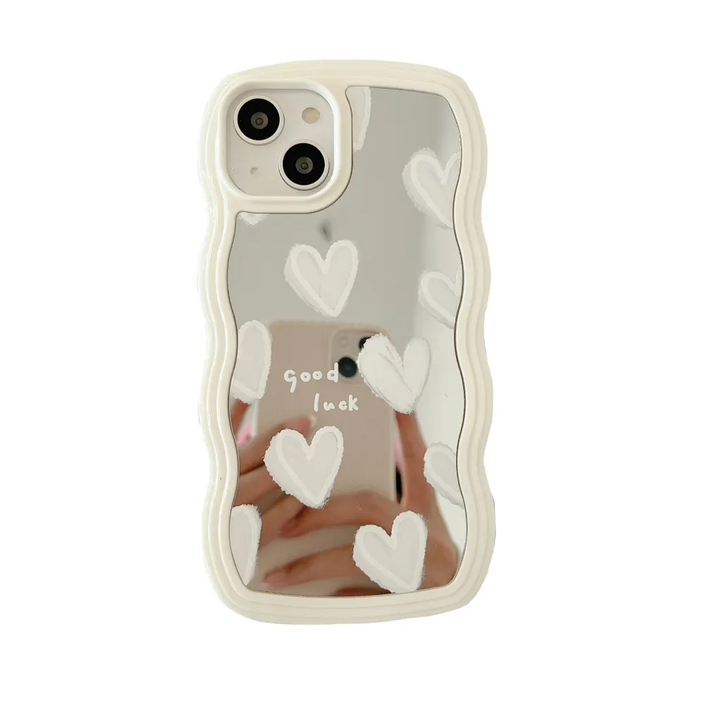 Twisted Edge Mirror White Love Mobile Phone Case Wave