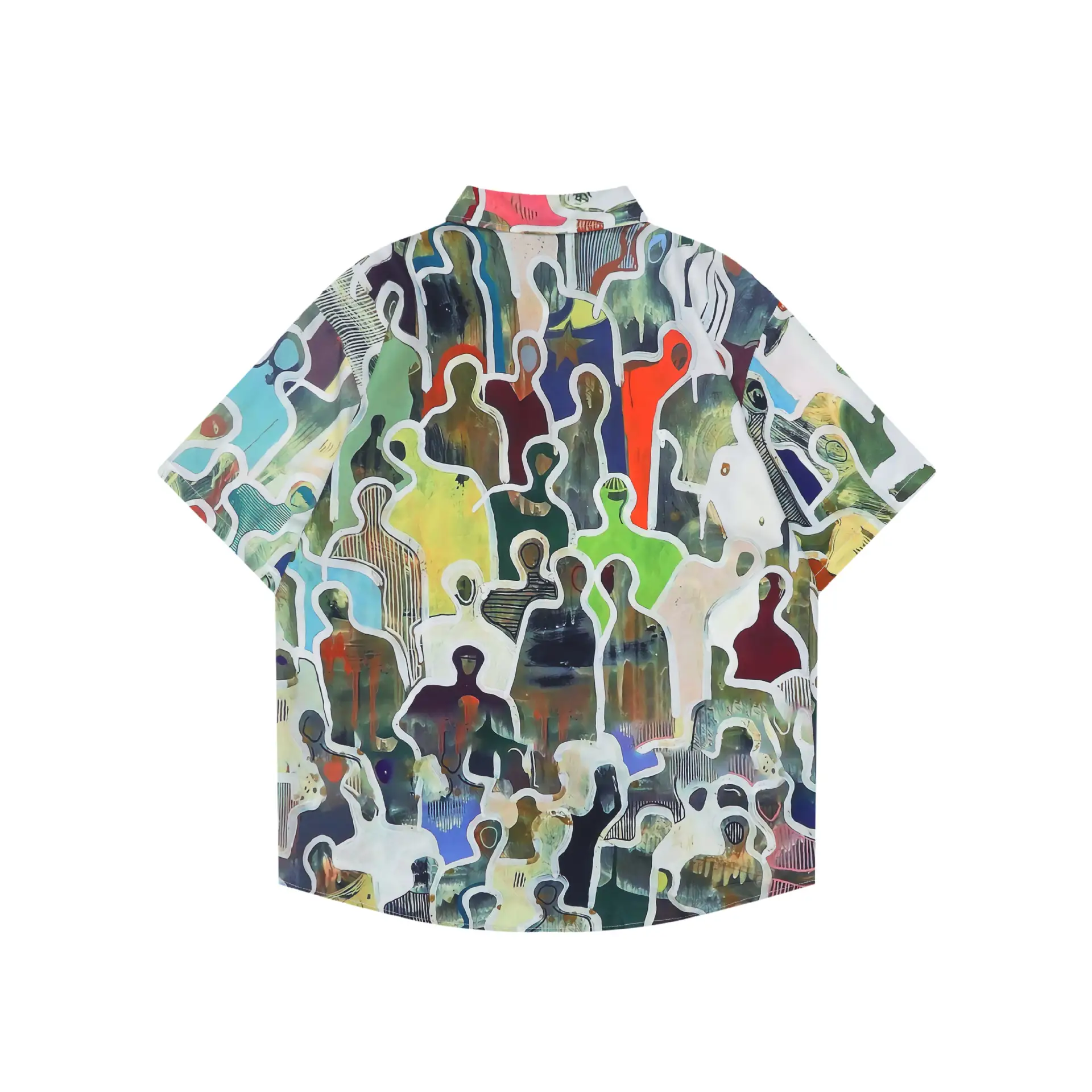 Men's Fashion Graffiti Full Print Short Sleeve Shirt