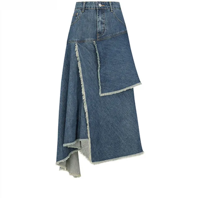 Spring Retro High Waist Women Irregular Denim Skirts Blue Half Skirt - Shop at LoveMi