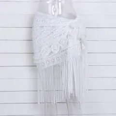 Beach Sunscreen Hollow Out Skirts Bikini - White - View 1