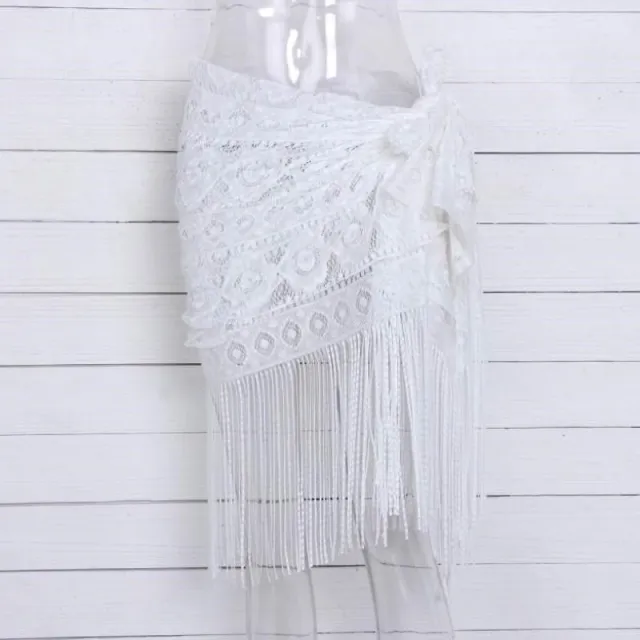 Beach Sunscreen Hollow Out Skirts Bikini White - Shop at LoveMi