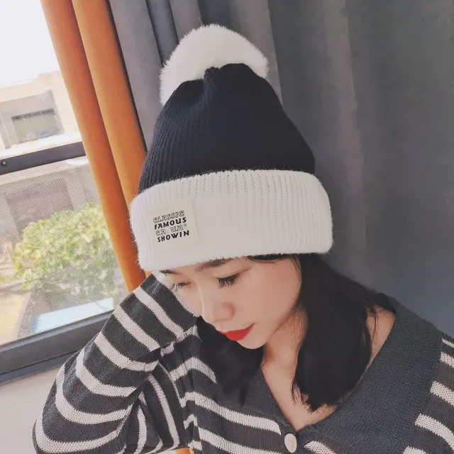 Autumn And Winter Korean Ins Net Red Twist Woolen Hat Color Matching Black - Shop at LoveMi