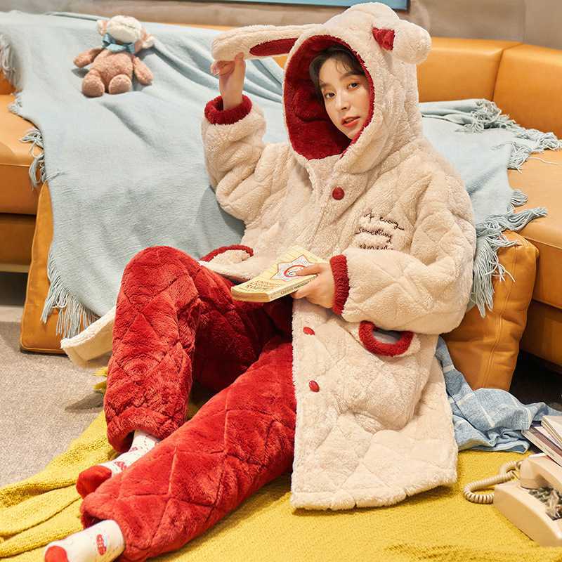 Title 2, Pajamas Girls Three-layer Quilted Jacket Winter...