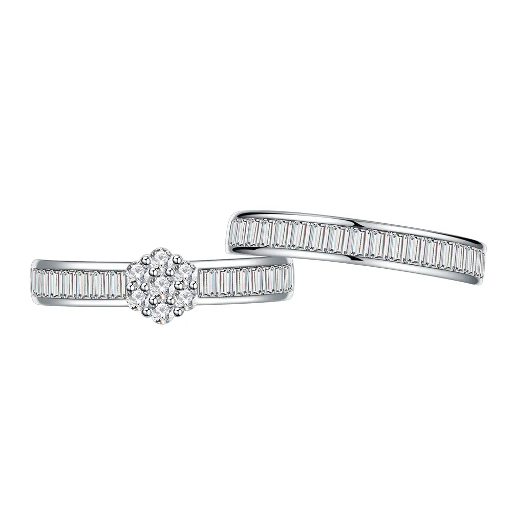 Baguette Zircon Row Diamond Ring Women's Silver