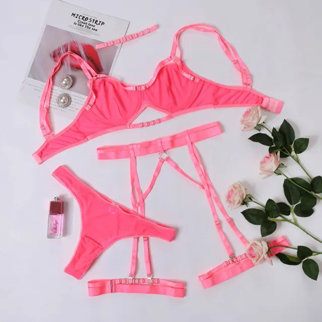 Lace Perspective Underwear Three piece Set Pink - Shop at LoveMi