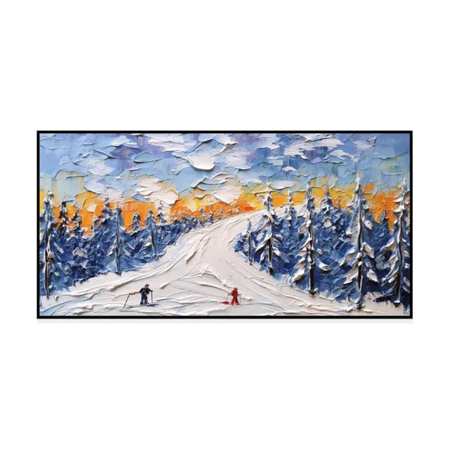 Sports Winter Skiing Handmade Oil Painting Knife Thick Oil Cedar Landscape Large Canvas Art Showpiece For Home Decoration Living Room Wall Picture ... Without Inner Frame - Shop at LoveMi