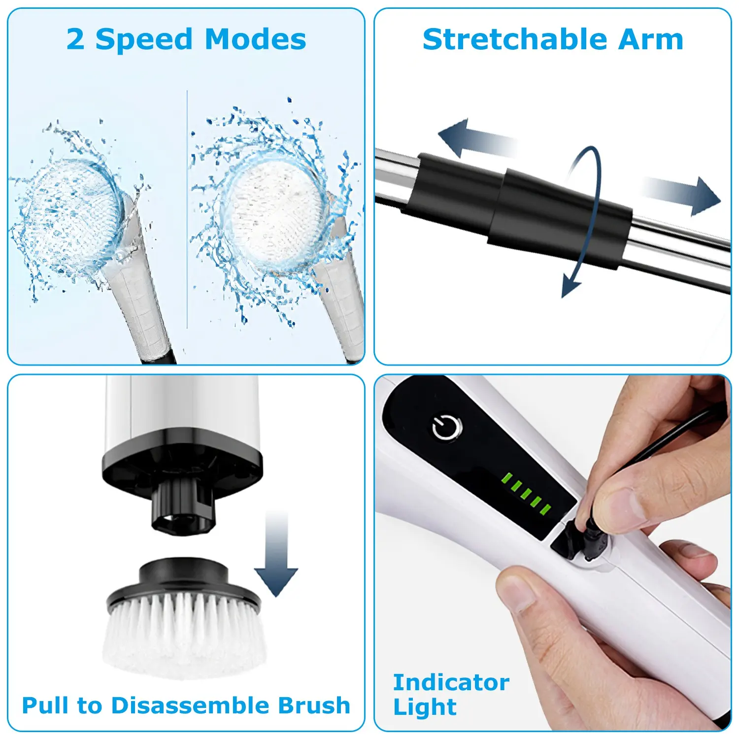 Electric Spin Scrubber Cordless Rechargeable Telescopic Cleaning