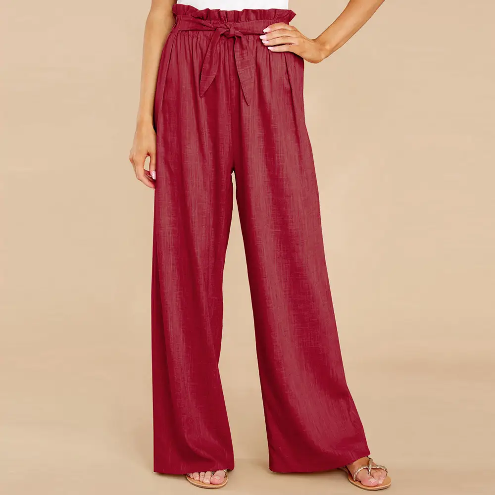 European And American Large Size Loose Cotton And Linen Casual Trousers