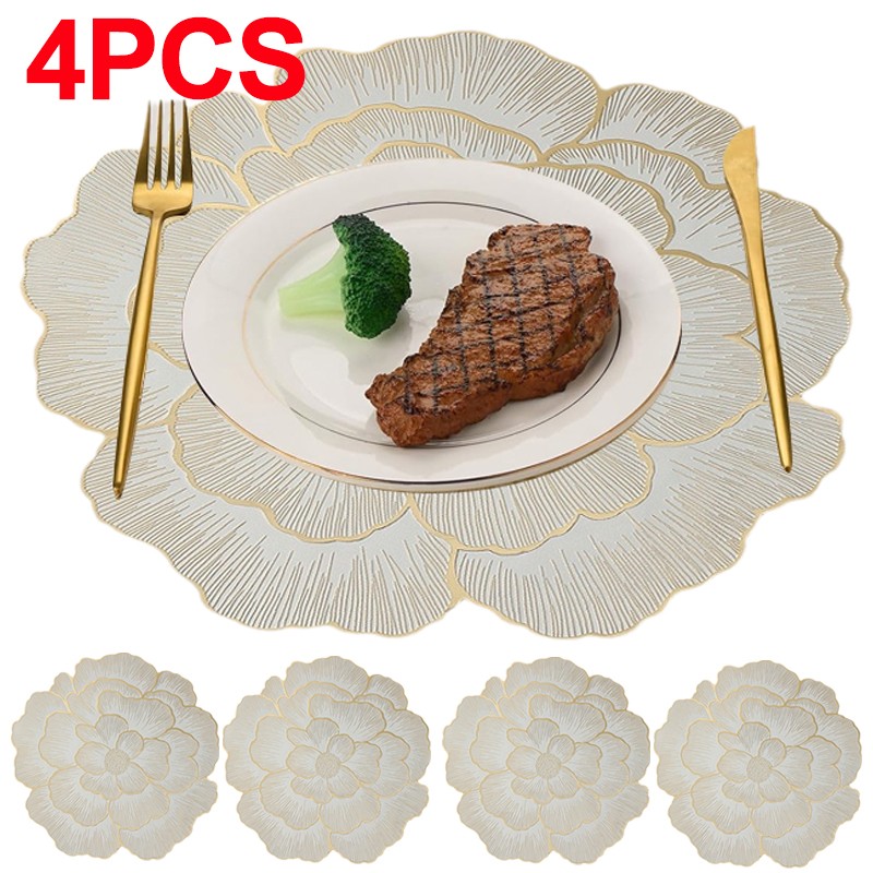 4XLuxury Flower Table Decor Placemats Round Place Mat Kitchen Dining Party — image 10