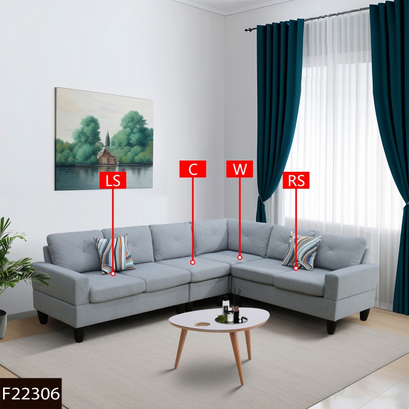 Pickup Only--Grey Massa Calico 4-Piece Couch Living Room Sofa Set