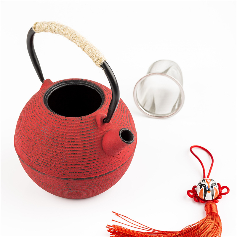 Title 6, Red and Yellow Iron Kettle 680ml 0.7 Liter Rest...