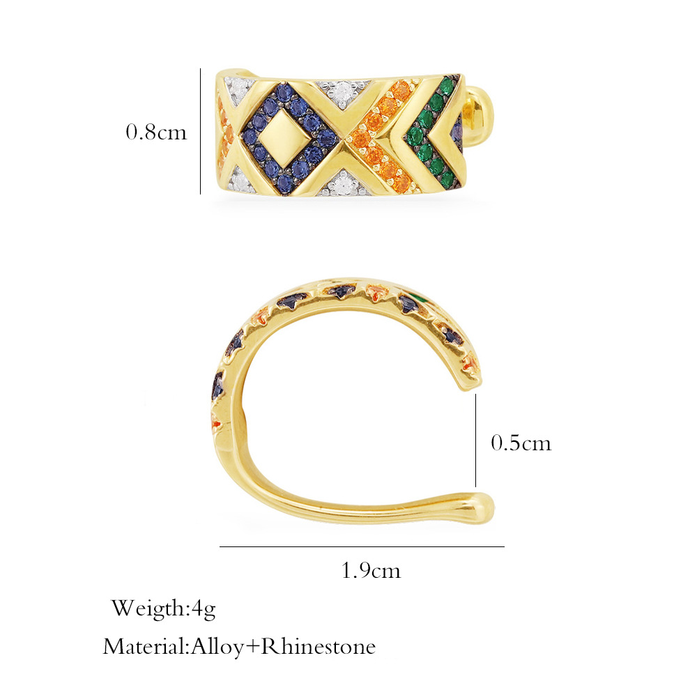 Big-brand Ethnic Style Colored Striped Ear Clips Without Pierced Ears