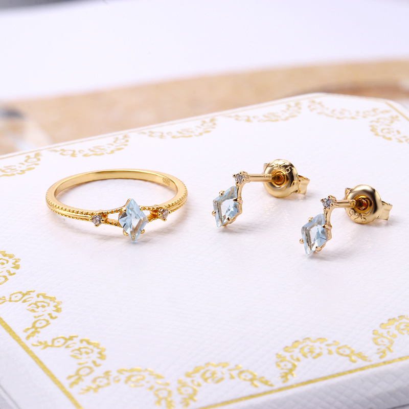 Women's Blue Topaz Diamond Earrings