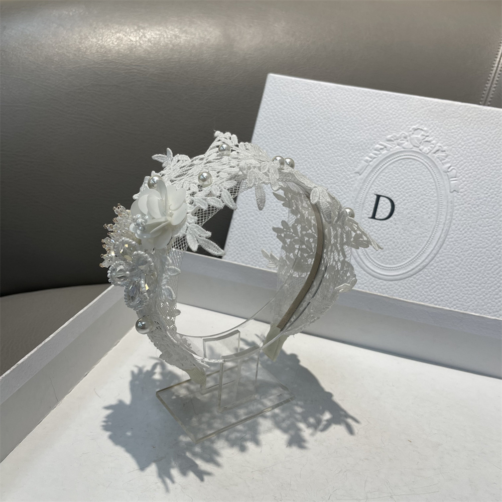 Women's Wide Lace Rhinestone Beaded Headband