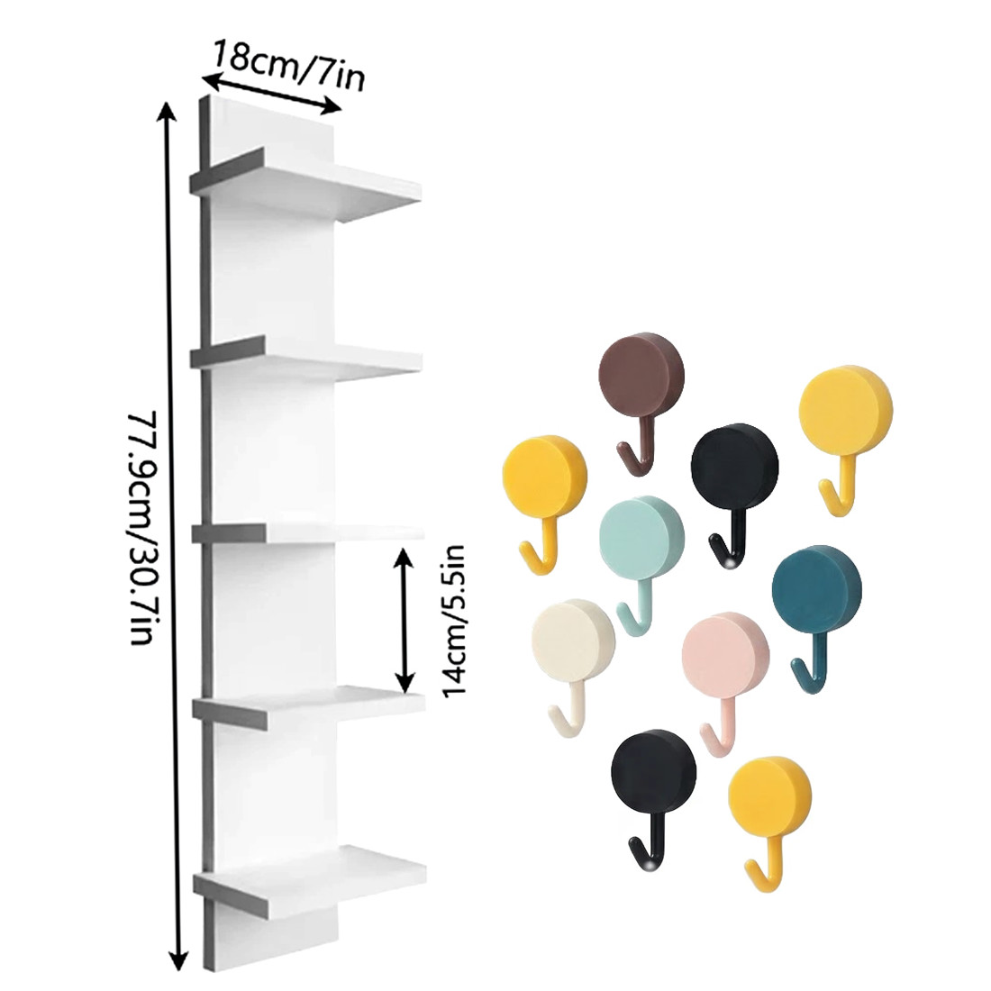 5 Tier Wall Shelf Unit Vertical Floating Storage Decorative — image 7