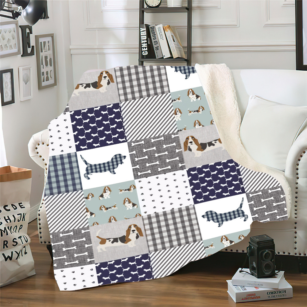 Cartoon Cute Animal Cross-border Lamb Wool Blanket Thick Double Layer Digital Printing Skin-friendly Super Soft Blanket