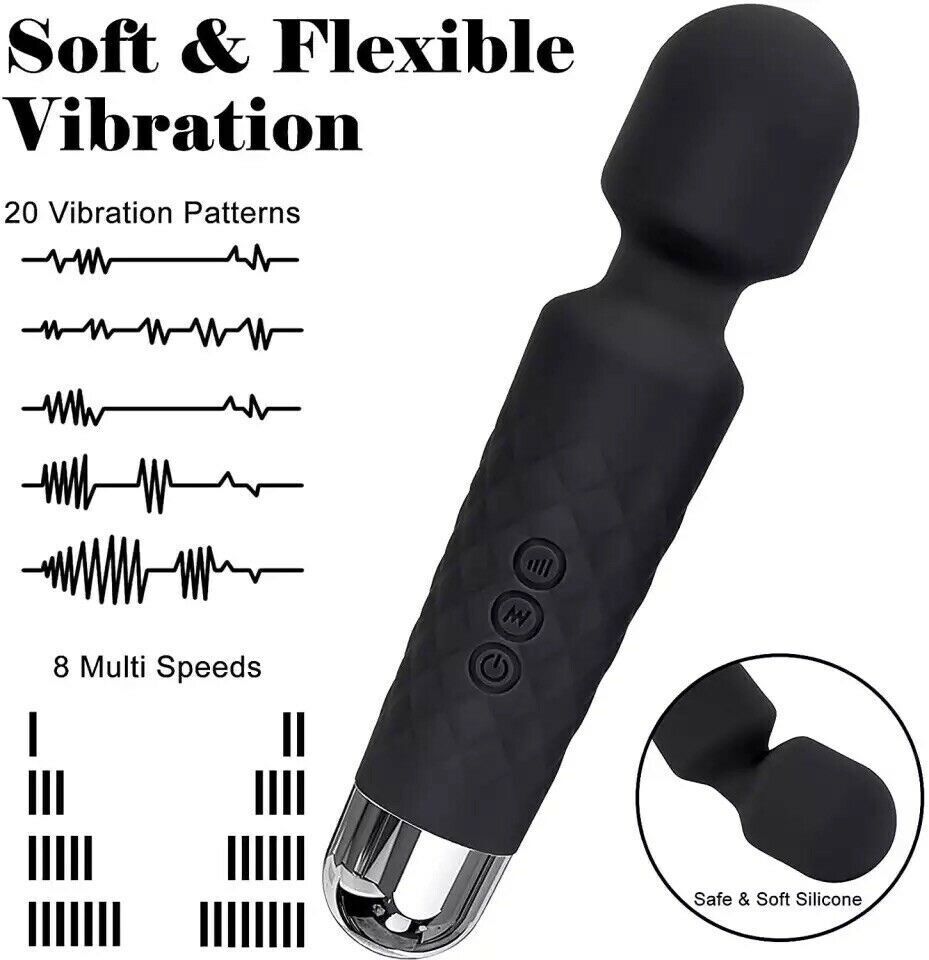 20 Speed Handheld Massager Wand Vibrating Massage Magic Full Body Therapy Motor